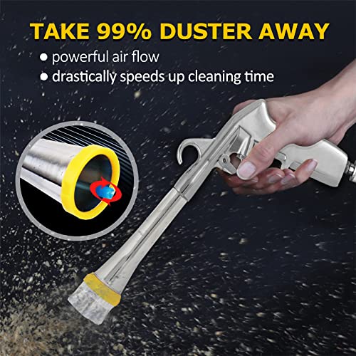 Car Cleaning Gun - High Pressure Air Blow Interior Detailing Kit With Air Duster Blower - Compressor Needed Tools (Silver)