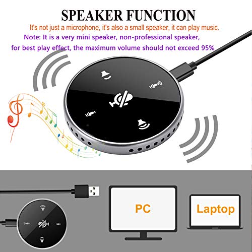 Upgrated USB Conference Microphone with Speaker,Laptop Omnidirectional Computer Mic with Touch-Sensor to Mute/Volume,for Zoom Meetings,Skype,VoIP Call,Interview,Christmas Stocking Stuffers Surprise