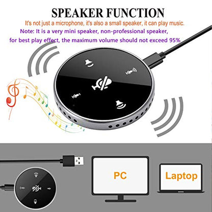Upgrated USB Conference Microphone with Speaker,Laptop Omnidirectional Computer Mic with Touch-Sensor to Mute/Volume,for Zoom Meetings,Skype,VoIP Call,Interview,Christmas Stocking Stuffers Surprise