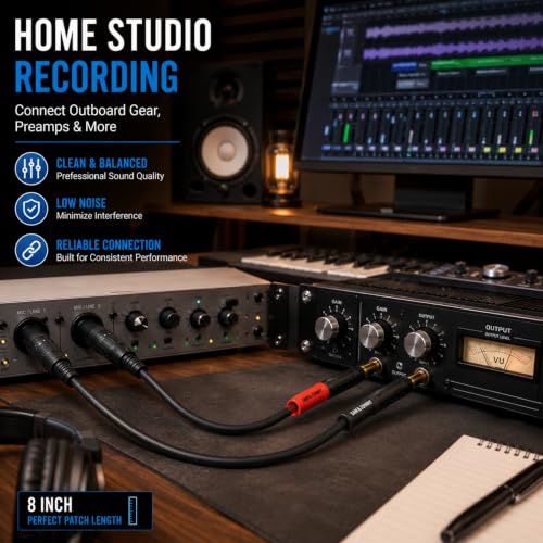 Sam&Johnny XLR to 1/4 Balanced Cable 2-Pack 1FT, Gold Plated TRS Male to XLR Male Patch Cable for Audio Interface, Studio Monitor, Mixer, Amplifier