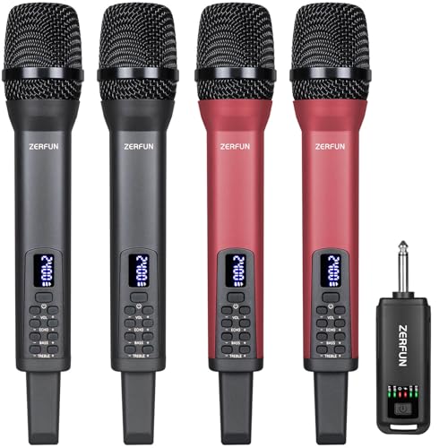 Rechargeable Wireless Microphones 4 Pack, D240, Grey&Red - color: Gray & Red, style: 4 Mics