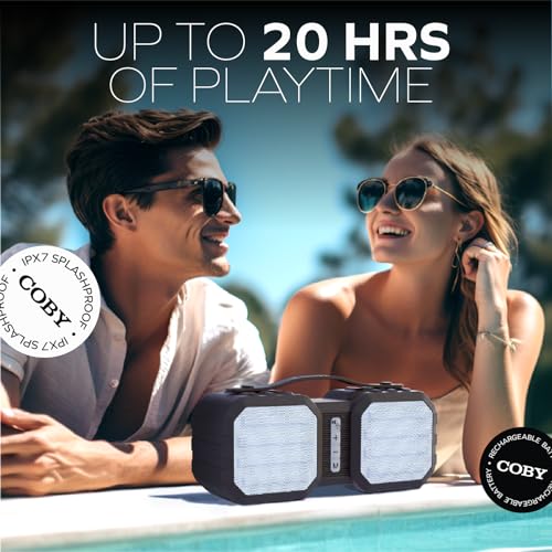 Portable Waterproof Bluetooth Speaker with FM Radio, IPX5, Party Speaker | 7-HR Battery with Micro-USB Charge, TF Card & Aux Input, Built-In Mic & Speakerphone, 33-FT Range, Outdoor Activities, Black - color: A-Black