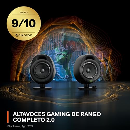 SteelSeries Arena 3 2.0 Desktop Gaming Speakers - Immersive Audio, On-Speaker Controls, 4" Drivers - Wired & Bluetooth - PC, Mac, Mobile - style: Arena 3
