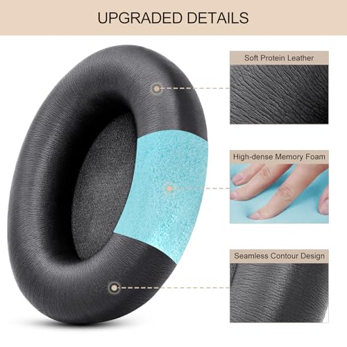 Ear Pads Replacement for Beats Studio Pro Wireless Earpad Cushion | Protein Leather Strong Adhesive (Black) - color: Black