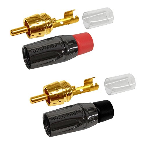 1.5 Foot RCA Cable Pair - Gotham GAC-4/1 (Black) Star-Quad Audio Interconnect Cable with Amphenol ACPL Black Chrome Body, Gold Plated RCA Connectors - Directional