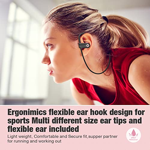 Boean Bluetooth Headphones, Wireless Earbuds with 16 Hours Bluetooth 5.3 Wireless Headphones HD Deep Bass Stereo IPX7 Waterproof Earphones for Sports Headset AI Music Generation - color: Pink