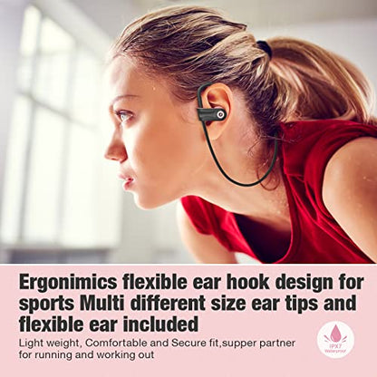 Boean Bluetooth Headphones, Wireless Earbuds with 16 Hours Bluetooth 5.3 Wireless Headphones HD Deep Bass Stereo IPX7 Waterproof Earphones for Sports Headset AI Music Generation - color: Pink