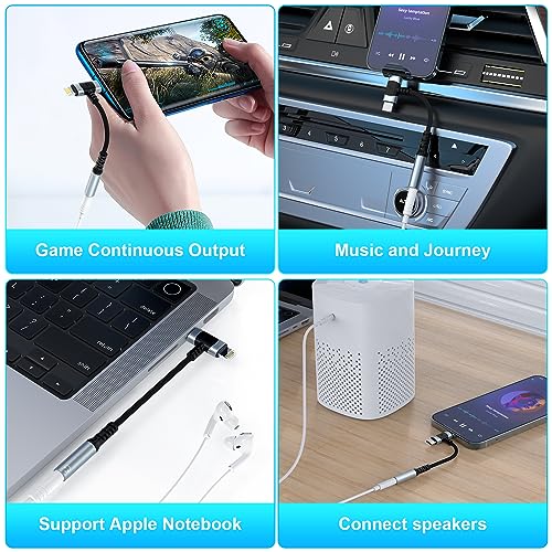 Lightning and USB C to 3.5mm Audio Adapter iphone 16 Headphone AdapterUSB-C iphone Aux adapter for Headphone Jack, Aux to USB C and Lightning Earbus Adapter for iPhone 16 15 14 13 ipad,Sanmsung, Pixel