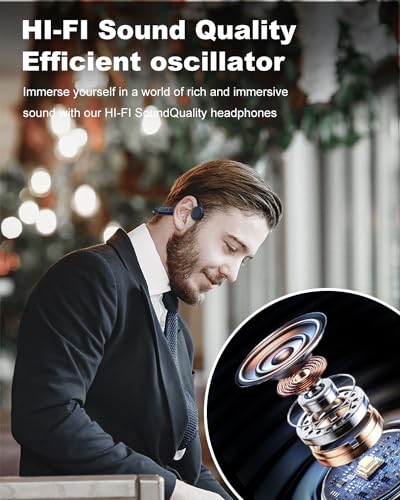 FEICO Bone Conduction Headphones with Built-in MP3 – 32GB Sports Headset, IP68 Waterproof, Bluetooth 5.3 Open-Ear Earphones for Swimming, Running, Cycling & Driving, Mic Included - color: BLUE
