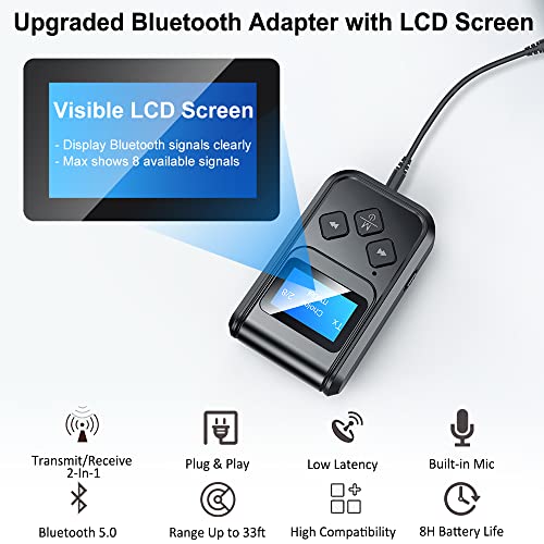 2-in-1 Bluetooth Transmitter Receiver, 3.5mm AUX Bluetooth Adapter for Car