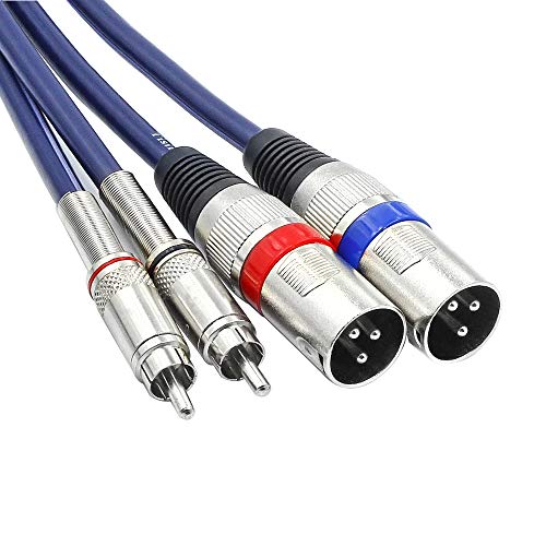 Dual RCA to XLR Male Cable, 2 XLR to 2 RCA/Phono Plug HiFi Stereo Audio Connection Microphone Cable Wire Cord Path Cable - 10 Feet / 3m - size: 10 FT