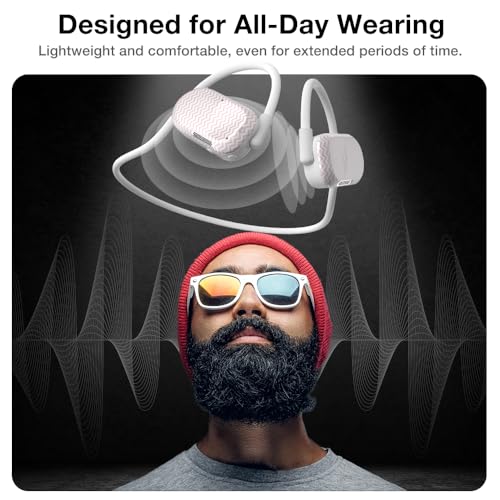 Purity Air Open Ear Headphones - True Air Conduction Wireless Bluetooth Open Ear Earbuds with Dual Mic for iPhone/Android - Secured Long Wearing Comfort, Sports Sweat Resistant (Pink Chevron) - color: Pink Chevron