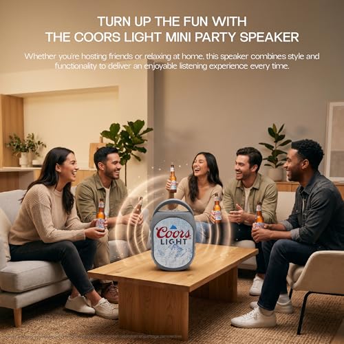 Gabba Goods Coors Lite Bluetooth Speaker, Portable Wireless Sound System, Dual 5W Drivers, Bluetooth 5.3, 50mm High-Fidelity Audio, AUX, USB, MicroSD, FM Radio, Built-in Mic & USB-C (Gray, Curved) - color: Gray