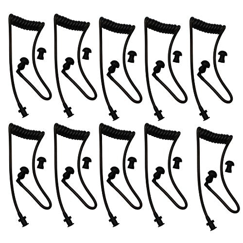 10Pcs Flexible Spring Air Tube Replacement Walkie Talkie Earphone Earpiece Coil Acoustic Air Tube for Two-Way Radio Headsets (Black) - size: 10 Pcs