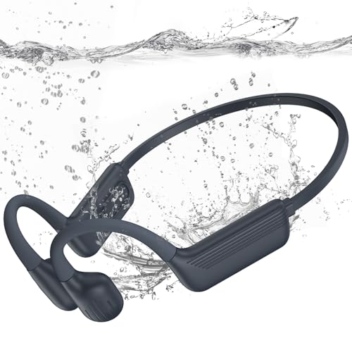 Liquid Silicone Swimming Headphones-Bone Conduction Headphones, IP68 Waterproof Underwater Earphones, LiteSurge Bluetooth Soft/Skin Open Ear Swim Earbuds with 32 GB MP3 Memory for Sport-Ashy - color: Ashy