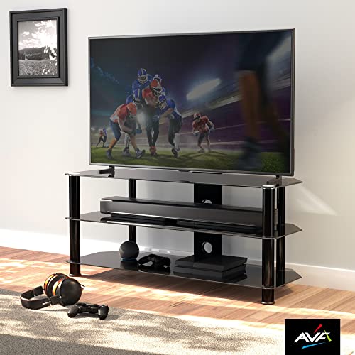 AVF Steel Glass TV Stand with Cable Management for up to 55" TVs in Black