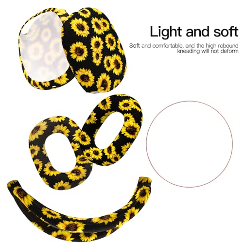 4 in 1 Silicone Case Cover Compatible with Apple Airpods Max 2/1 Headphones(2026/2024/2020), Printed Ear Pad Case Cover Ear Cups Cover and Headband Cover Headband Pad Accessories (Sunflower) - color: Sunflower