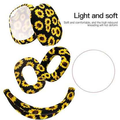 4 in 1 Silicone Case Cover Compatible with Apple Airpods Max 2/1 Headphones(2026/2024/2020), Printed Ear Pad Case Cover Ear Cups Cover and Headband Cover Headband Pad Accessories (Sunflower) - color: Sunflower