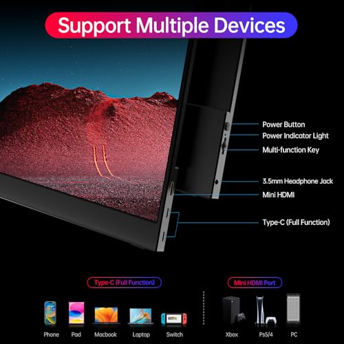 ForHelp True 4K Portable Monitor - 15.6inch UHD 3840×2160 100% sRGB USB-C HDMI External Second Monitor Portable IPS Screen Computer Display with Speakers for Laptop MacBook Switch PS5/4 Xbox - style: 15.6"4k