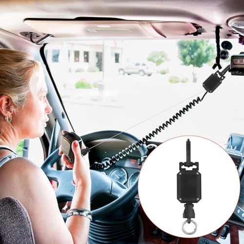 Retractable CB Mic Holder with D-Ring Adjustable Lanyard Snap Clip | CB Radio Microphone Hanger Mount, Durable Tether, Car Truck Off-Road Vehicle Drivers Accessories