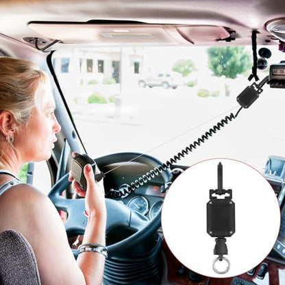 Retractable CB Mic Holder with D-Ring Adjustable Lanyard Snap Clip | CB Radio Microphone Hanger Mount, Durable Tether, Car Truck Off-Road Vehicle Drivers Accessories