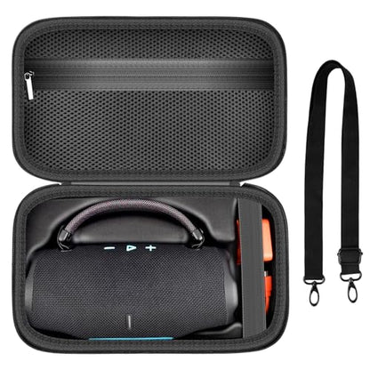 ANKHOH Hard Travel Case for JBL Charge 6 Speaker with Shoulder Strap | Fixed tray, elastic strap and zippered mesh pocket organize the speaker, charger and cables, Black, Case Only - color: Black