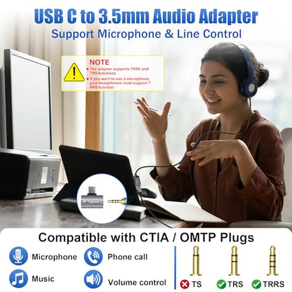 USB C to 3.5mm Aux Headphone and Charger Adapter Splitter, 2 in 1 USB Type C Male to Aux Audio Jack with PD 60W Fast Charge Port for iPhone 15 Pro Max, Galaxy S24/23 Ultra, iPad Pro, Pixel 8 - style: USB C PD Charging + 3.5mm Audio