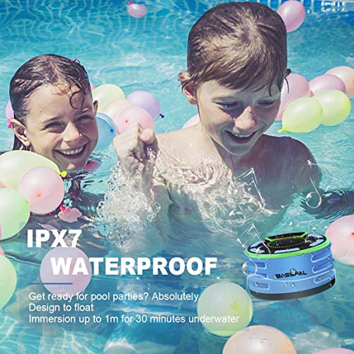 IPX7 방수 스피커, 블루투스 휴대용 무선 샤워 스피커, LED 디스플레이, FM 라디오, 흡착 컵, 조명 쇼, TWS, 수영장 해변 홈 파티 여행 야외용 큰 스테레오 사운드 - color: BLUE