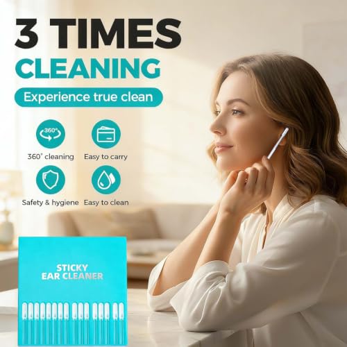 Earwax Removal Adhesive Swabs, 2026 New Reusable Ear Wax Removal Tools with Dust Cover,Home Personal Care Hygiene Kit for Adults (Double Headed Large) - color: Double Headed Large