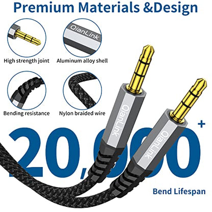 2 Pack AUX Cable,Auxiliary Cable（1.6ft/0.5m, Hi-Fi Sound）3.5mm TRS Auxiliary Audio Cable Nylon Braided Aux Cord Compatible with Car,Home Stereos,Speaker,iPod iPad,Headphones,Sony,Echo Dot,Beats(Grey) - size: 1.6ft