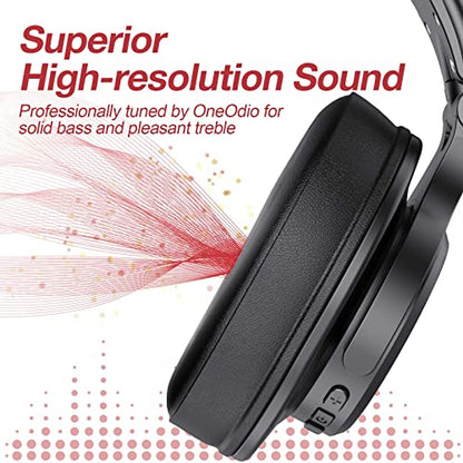OneOdio A70 Bluetooth Over-Ear Headphones, Hi-Res Wired DJ Studio - Red | Wireless over-ear headphones with 72H playtime, 3.5mm/6.35mm wired jacks for studio monitoring, mixing, guitar, amp and PC - color: Red