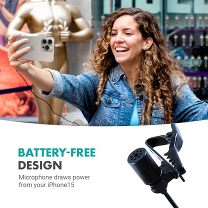Movo uLav-L Digital Lavalier Omnidirectional Clip on Microphone with USB-C Connector Compatible with iPhone 15/16/17 and Up, iPad-Pro (20-Foot Cord) - style: Single Lav with 20-foot Cord