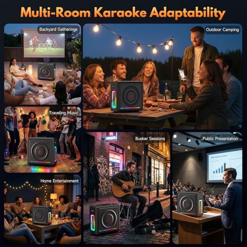 Karaoke Machine for Adults with Bass/Treble/Echo Adjustment, 300W PA System