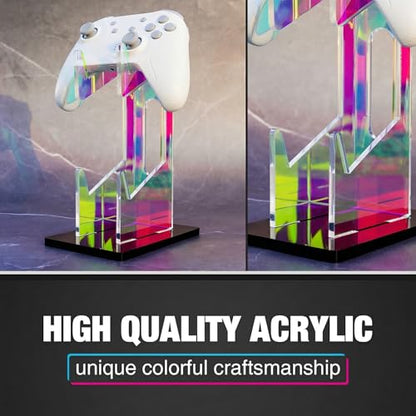 NiHome Controller Holder, Iridescent Acrylic 2-Tier Game Controller Stand | Universal Gaming Desk Organizer Dock Compatible With PS5 Xbox Switch, Stable Accessories Mount, Gamer Gift Idea - size: Iridescent 2-Tier