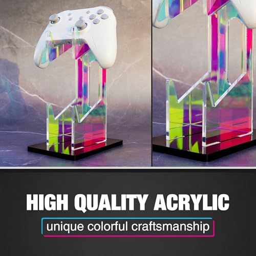 NiHome Controller Holder, Iridescent Acrylic 2-Tier Game Controller Stand | Universal Gaming Desk Organizer Dock Compatible With PS5 Xbox Switch, Stable Accessories Mount, Gamer Gift Idea - size: Iridescent 2-Tier