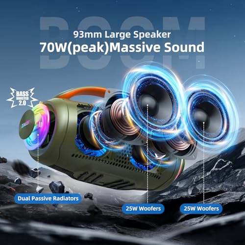 ZEALOT P11 Bluetooth Speaker, 80W Peak Wireless Stereo, Ultra Lightweight Portable Design and IPX6 Waterproof, Customize EQ for Outdoor/Camping/Beach/Travel (camo) - color: camo