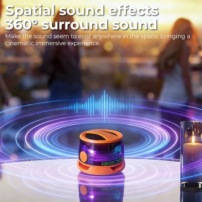 G200 2-Pack Orange Mini Magnetic Bluetooth Speaker with Kickstand | IPX4 Waterproof, Full-Range Stereo Sound, TWS Pairing, RGB Lights, Grad Gift, Travel, Cycling, Hiking, Golf, Gym Yoga, Beach - color: Orang