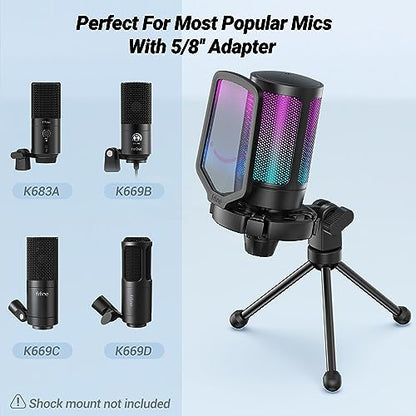 FIFINE DP1 Foldable Desktop Tripod Microphone Stand for Gaming Podcasting | Sturdy Metal Construction with Non-slip Rubber Feet
