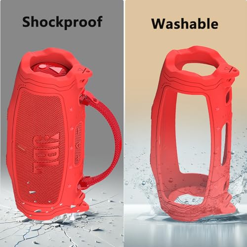 Silicone Cover Case for JBL Charge 6 Portable Bluetooth Speaker - color: Red