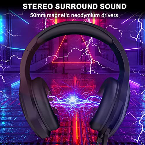 Gaming Headset with Microphone - for PC, PS4, PS5, Xbox One, Xbox Series X|S - 3.5mm Jack Gamer Headphone with Noise Canceling Mic - Black&Blue - color: Black&Blue
