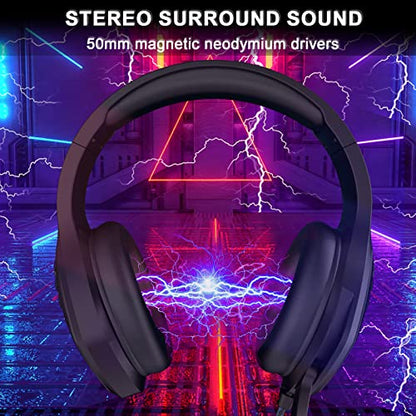Gaming Headset with Microphone - for PC, PS4, PS5, Xbox One, Xbox Series X|S - 3.5mm Jack Gamer Headphone with Noise Canceling Mic - Black&Blue - color: Black&Blue