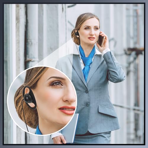 Macarrie 6 Pcs Radio Headset with Mic 2 Pin D Shape Walkie Talkie Earpiece with Mic Walkie Talkie Earpiece Compatible with Rt68 Rt19 Rt27 Rt28 Rt22 Rt21 H-777 2 Way Radios, Soft Ear