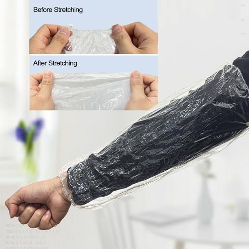 Disposable Oversleeves Covers, 200PCS Plastic Arm Sleeves Covers for Painting Repairing Cleaning Tattooing - Clear - color: Transparent