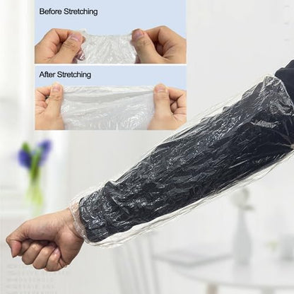 Disposable Oversleeves Covers, 200PCS Plastic Arm Sleeves Covers for Painting Repairing Cleaning Tattooing - Clear - color: Transparent