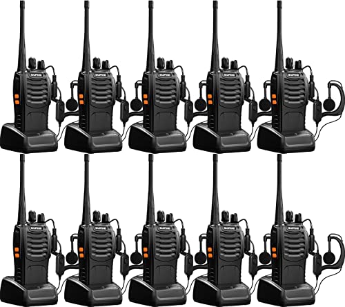 Baofeng Walkie Talkies Two-Way Radios bf-888s for Adults Long Range Rechargeable Communicator Handheld Professional UHF Interphone 10 Pack Walky Talky Set with Earpiece,Li-ion Battery and Charger - color: Black-10Pcs