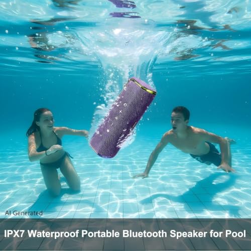 40W Bluetooth Shower Speaker, IPX7 Waterproof Floating Pool Speaker with Interactive Tap-to-Play Drum Beats, 25H Playtime, LED Lights, Built-in Mic for Hands-Free Calls in Bathroom, Purple - color: Purple