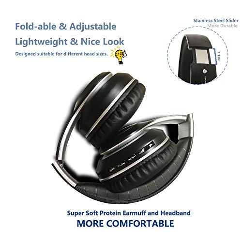 Bluetooth Headphones,Wireless/Wired Over Ear Headset,Hi-Fi Bass Stereo, Built-in Mic,LED Light Up,Foldable,Micro SD/TF, FM for Adult Teen Kid for Phone/Samsung/Pad/PC/Android/Laptop/TV(Black) - color: Black