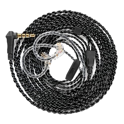 KZ ZS10 Pro IEM Cable, 2 Meter Long in Ear Monitor Cable, CCZ C01 4N OFC Upgraded Earbuds Cord for ZSN PRO X, Castor, EDX PRO, ZS12 PRO X, ZS10 PRO-X, ZAR, ZAS, CCA CRA (2m, QDC-Pins With Mic, Black) - size: 2m, style: QDCpins-With Mic