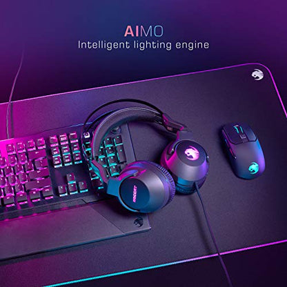 ROCCAT Elo 7.1 USB PC Gaming Headset, Surround Sound with AIMO RGB Lighting, Wired Computer Headphones, Detachable Noise Cancelling Microphone, Lightweight, 50mm Drivers, Black