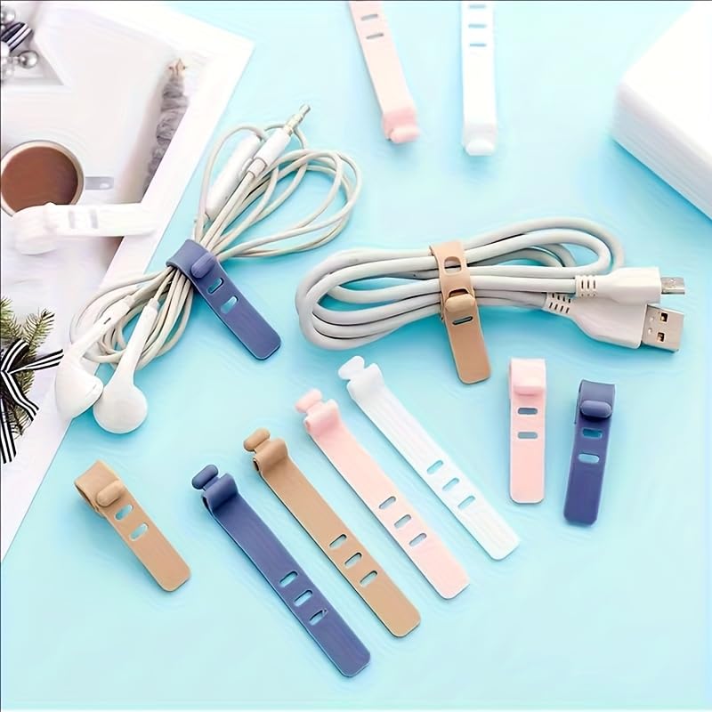 20pcs Reusable Silicone Cable Organizer Ties - High Elasticity Cord Management Straps for Earphones, USB Chargers & Electronics